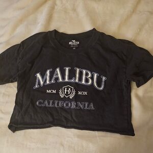 Hollister Black Crop Top Malibu Graphic